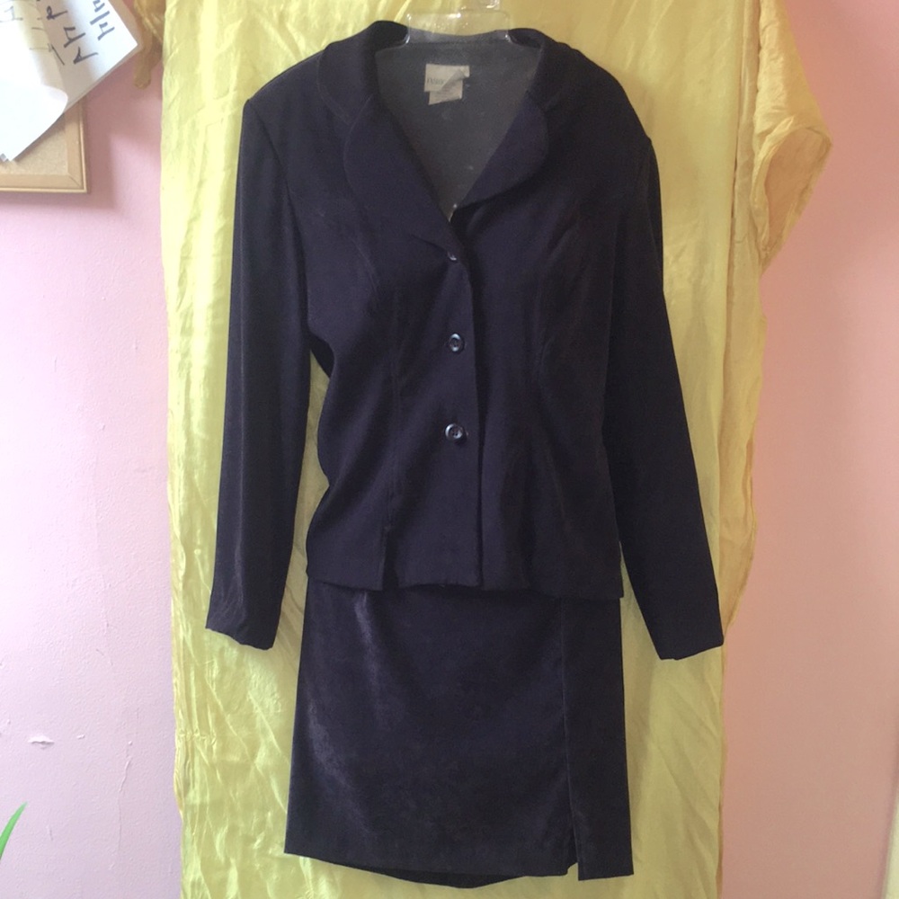 2 Piece Deep Purple Blazer Skirt Set